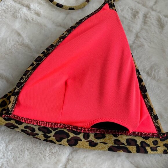 Victoria's Secret | Cheetah Print Front Tie Triangle Bikini Top | Size Large - Picture 7 of 11